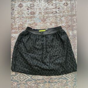 Alice + Olivia Black Woven Leather Trim Mini Skirt